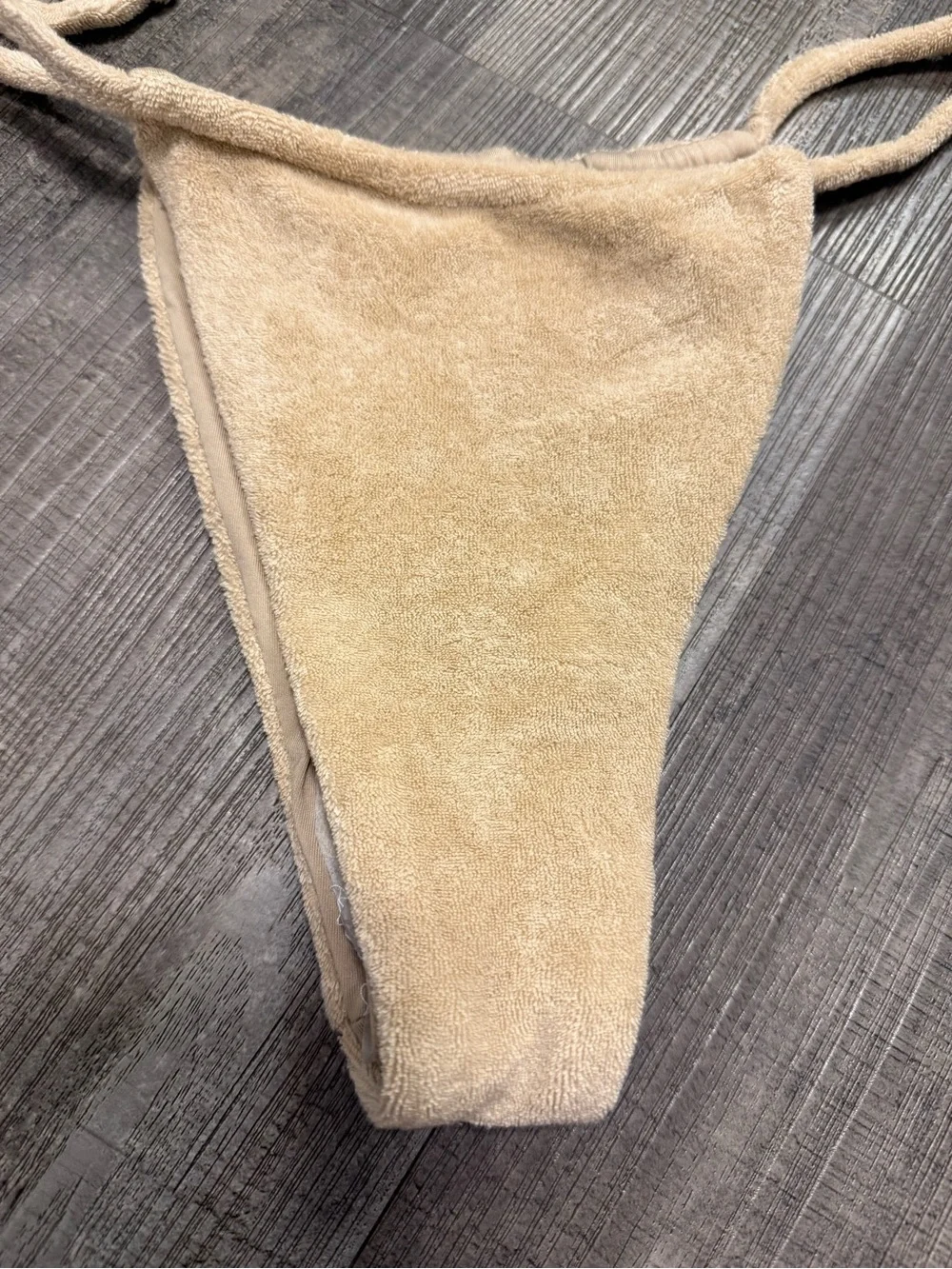 Frankie's Bikinis French Terry Cream Tie-Side Bikini Bottom